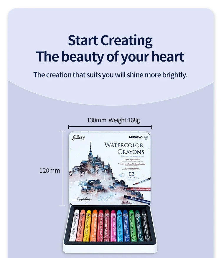 MUNGYO Artist Pastel Sticks 12/24/36 Colors Watercolor Crayons Painting Pigment Professional Art Supplies MAC