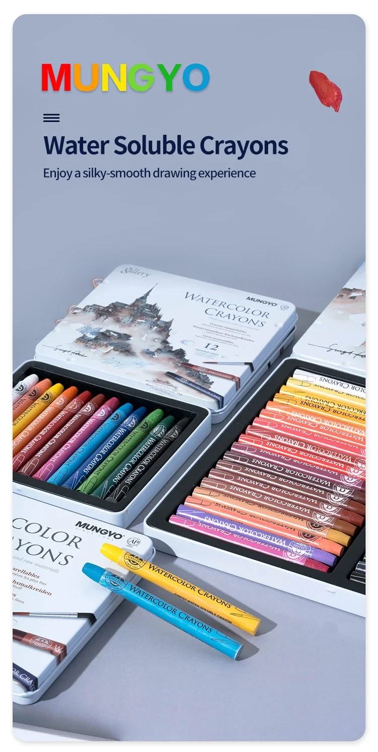 MUNGYO Artist Pastel Sticks 12/24/36 Colors Watercolor Crayons Painting Pigment Professional Art Supplies MAC