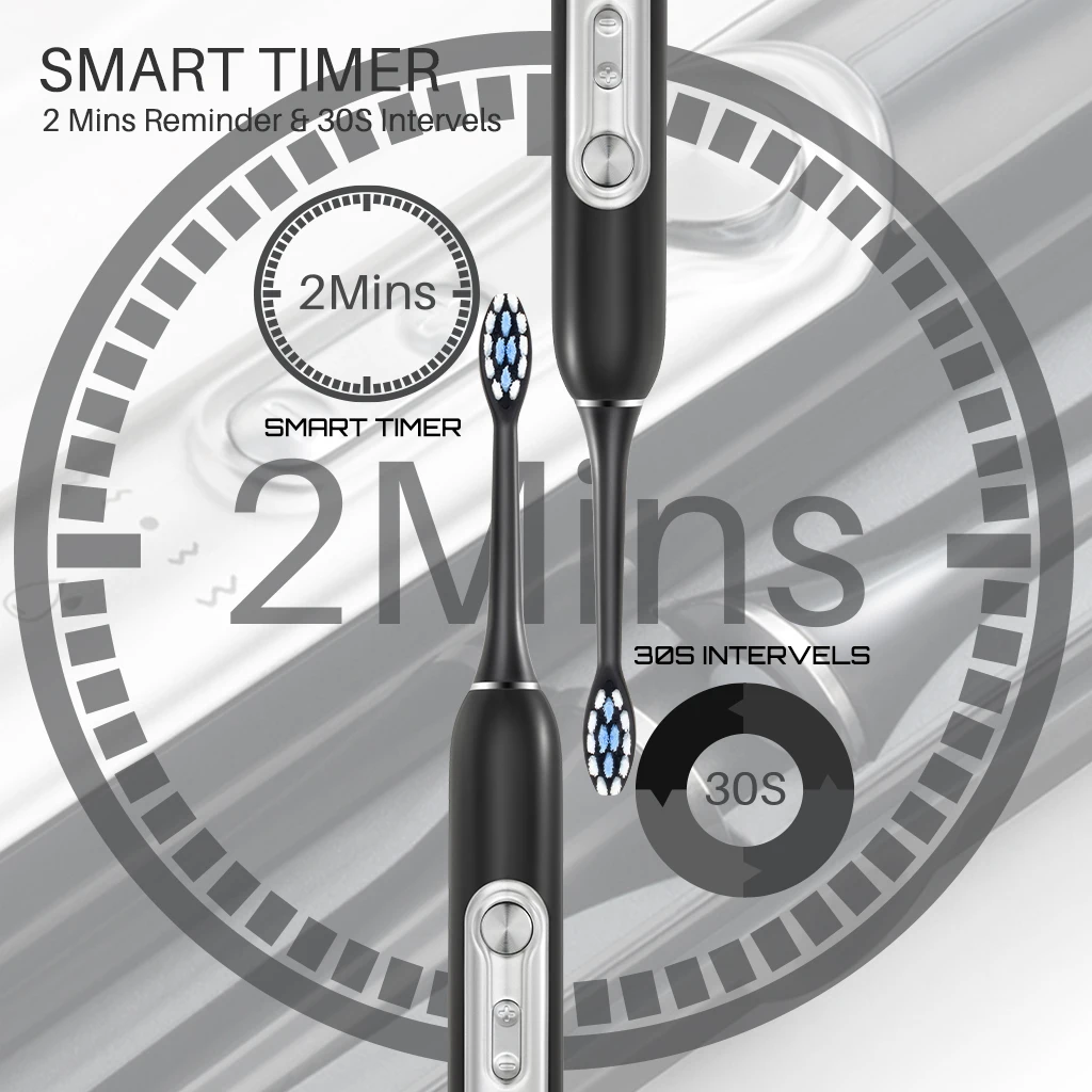 SUBORT S7 Super Sonic Electric Toothbrushes for Adult Kid Smart Timer Whitening Toothbrush IPX7 Waterproof Replaceable Heads Set