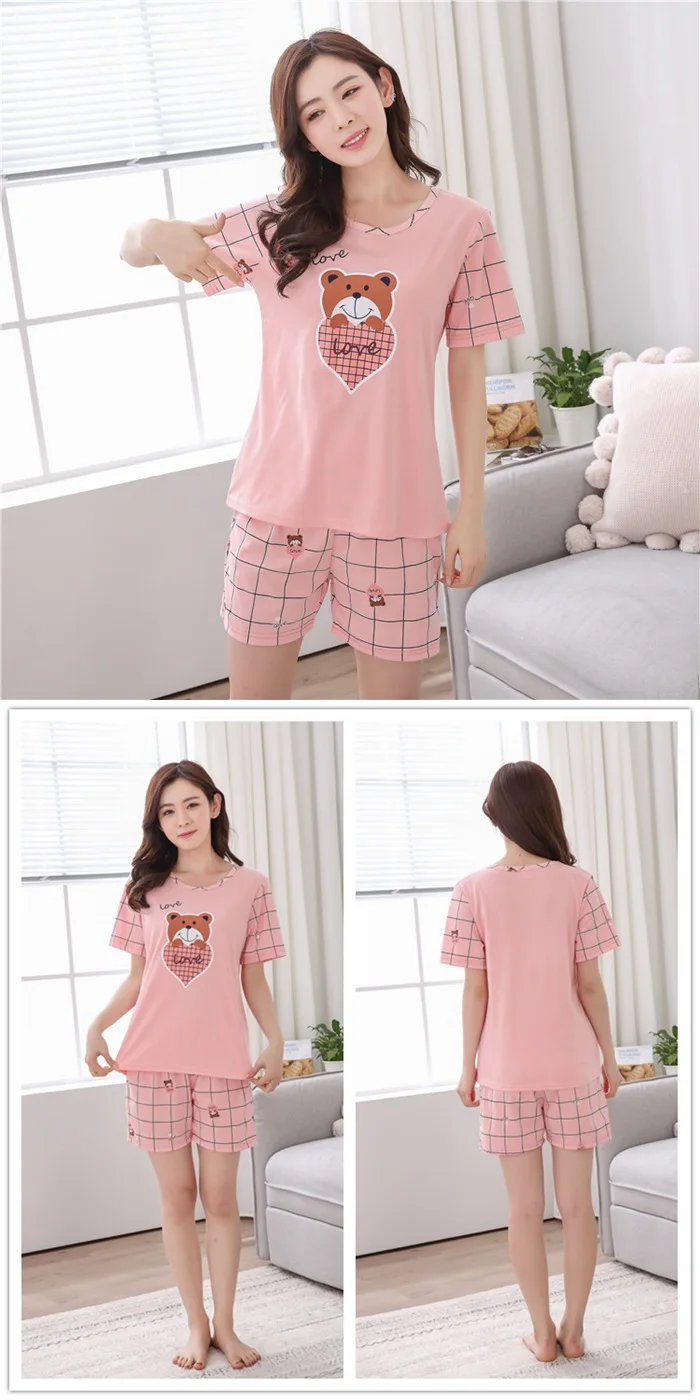 Women Sleepwear Lovely Home Suits Pyjama Short Sleeve Pajamas Set 2025 Women Pajamas Comfortable Girl Spring and Summer Pijamas