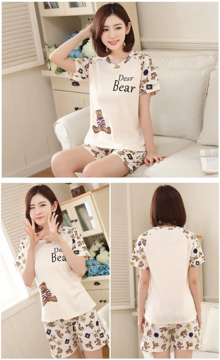 Women Sleepwear Lovely Home Suits Pyjama Short Sleeve Pajamas Set 2025 Women Pajamas Comfortable Girl Spring and Summer Pijamas