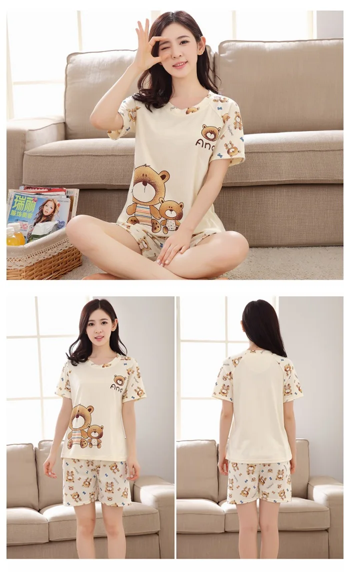 Women Sleepwear Lovely Home Suits Pyjama Short Sleeve Pajamas Set 2025 Women Pajamas Comfortable Girl Spring and Summer Pijamas