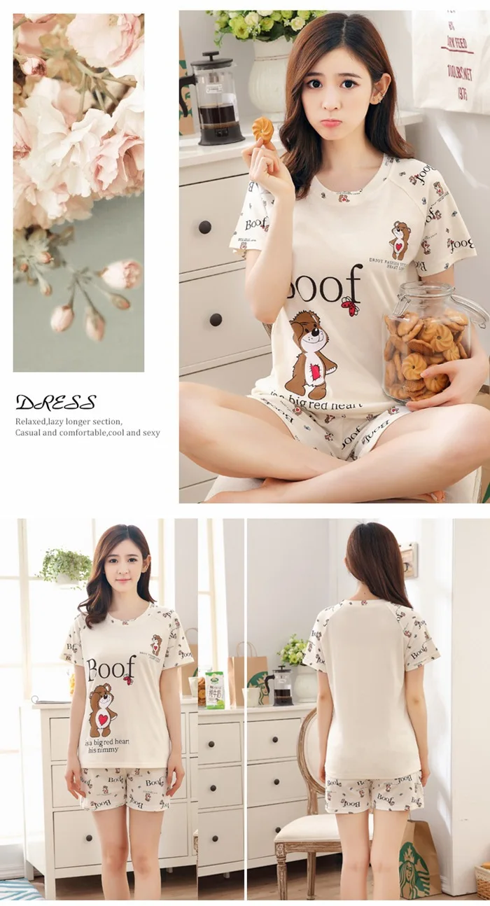 Women Sleepwear Lovely Home Suits Pyjama Short Sleeve Pajamas Set 2025 Women Pajamas Comfortable Girl Spring and Summer Pijamas