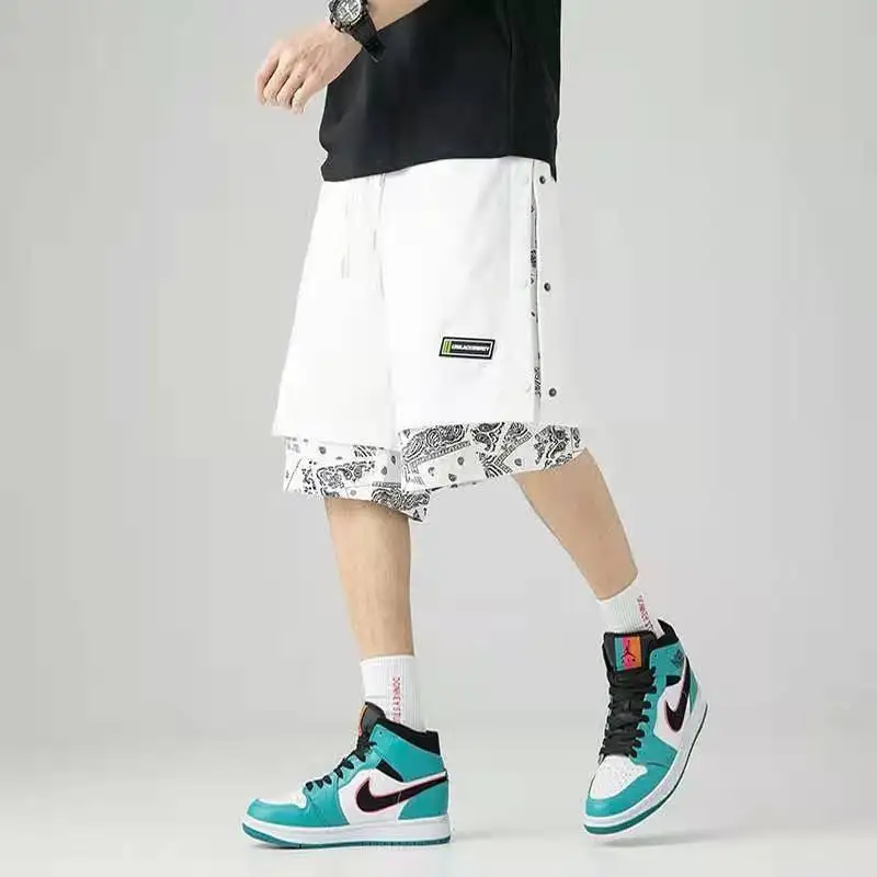 Fashion Men Printed Shorts Summer Casual Sports Basketball Shorts Baggy Men Jogging Clothes Punk Style Streetwear Thin Thickness
