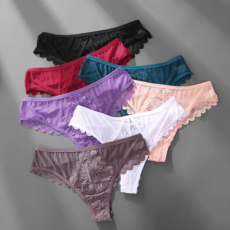 New Lace Thongs Women Underwear Sexy Low-Waist Panties Hollow Out G String Female Underpant Solid Comfortable Female Lingerie