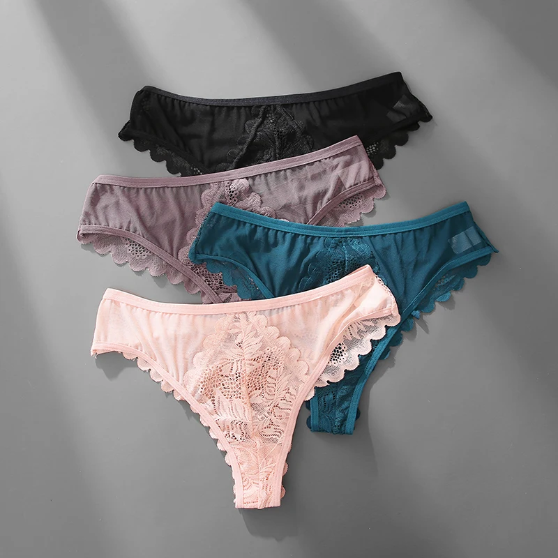 New Lace Thongs Women Underwear Sexy Low-Waist Panties Hollow Out G String Female Underpant Solid Comfortable Female Lingerie