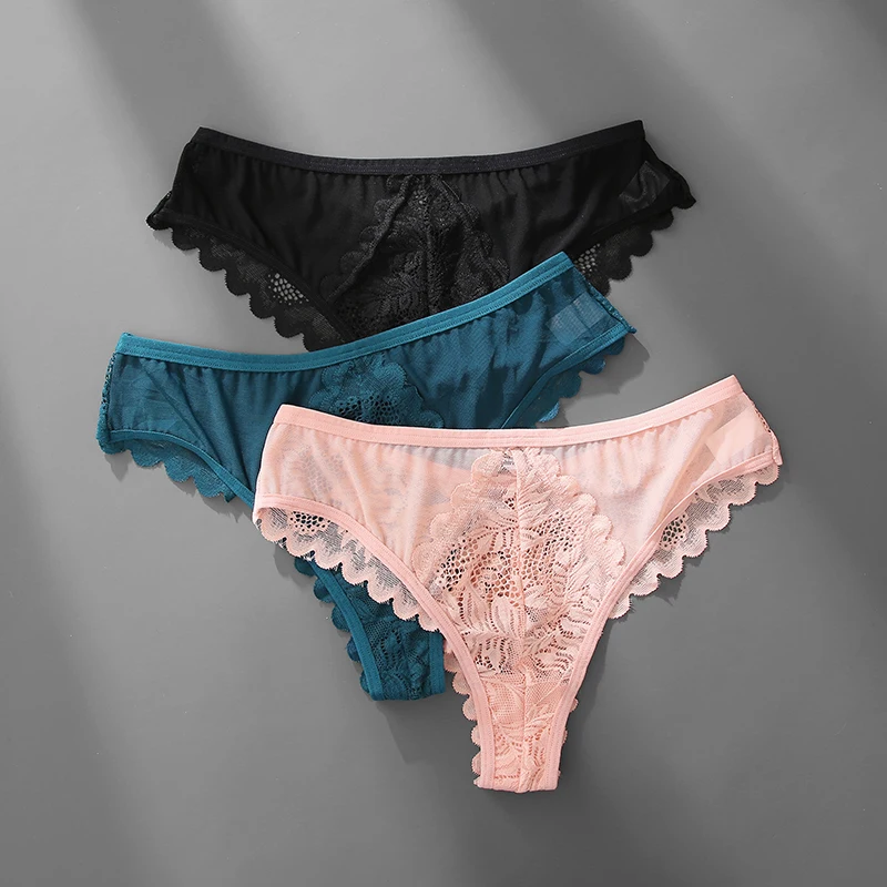 New Lace Thongs Women Underwear Sexy Low-Waist Panties Hollow Out G String Female Underpant Solid Comfortable Female Lingerie