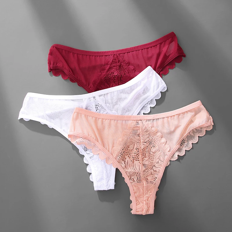 New Lace Thongs Women Underwear Sexy Low-Waist Panties Hollow Out G String Female Underpant Solid Comfortable Female Lingerie