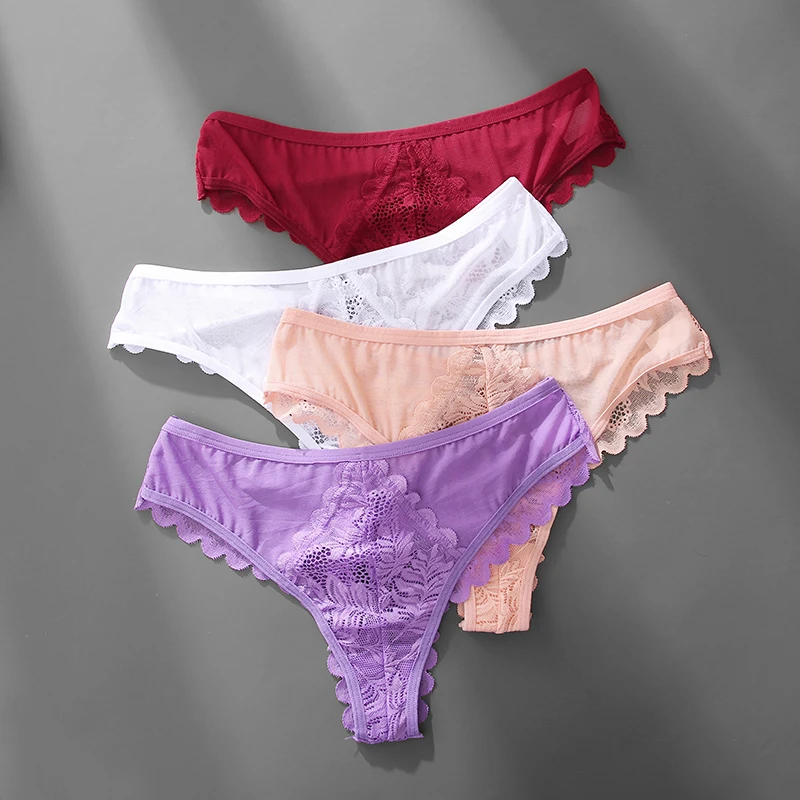 New Lace Thongs Women Underwear Sexy Low-Waist Panties Hollow Out G String Female Underpant Solid Comfortable Female Lingerie