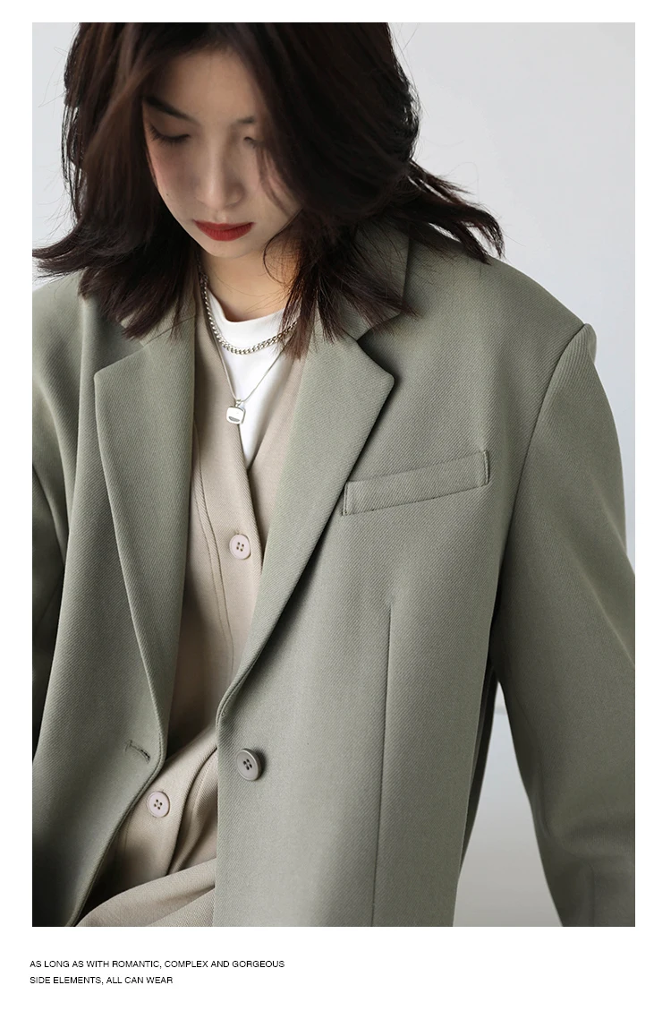 CHICVEN Women Office Lady Blazer Cuff Embroidery Wide Shoulder Twill Suit Women's Autumn Ladies Outerwear Stylish Tops