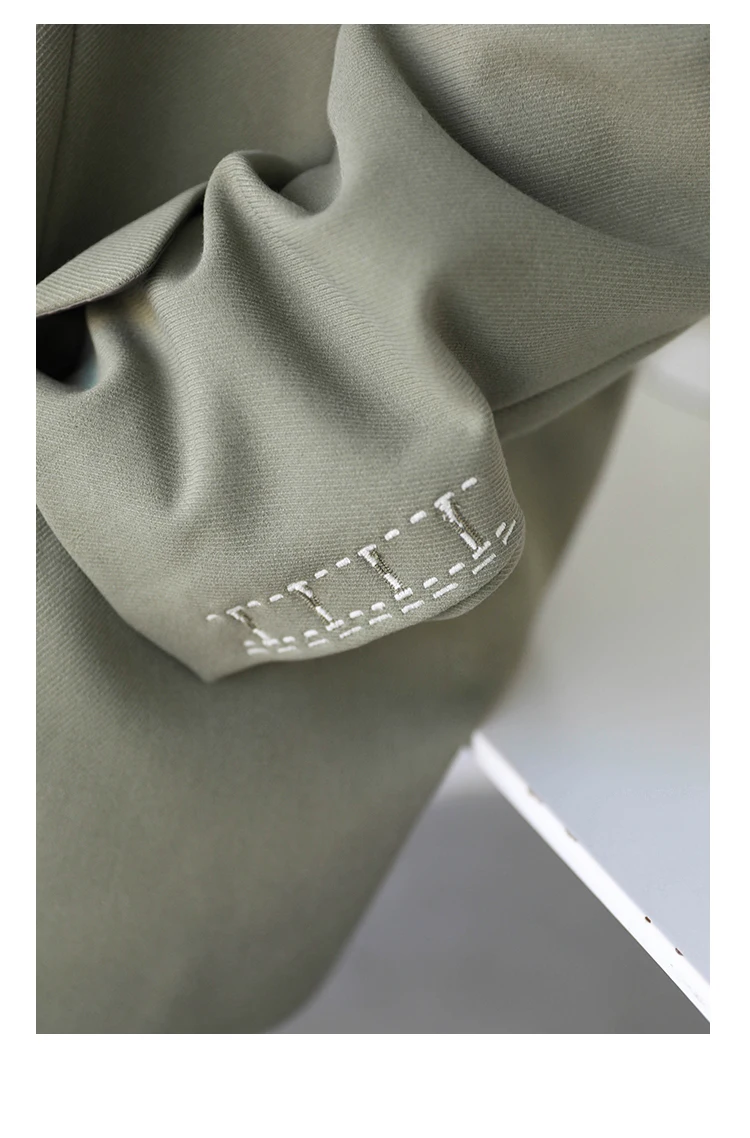 CHICVEN Women Office Lady Blazer Cuff Embroidery Wide Shoulder Twill Suit Women's Autumn Ladies Outerwear Stylish Tops