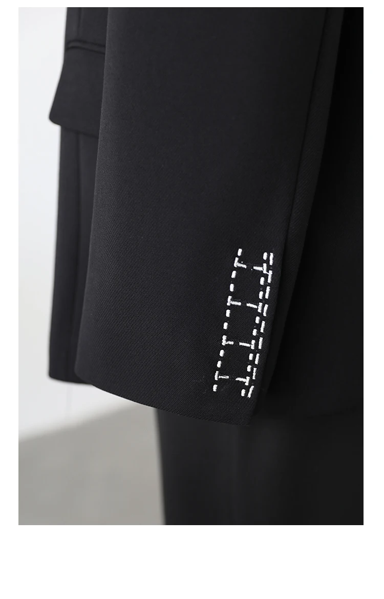 CHICVEN Women Office Lady Blazer Cuff Embroidery Wide Shoulder Twill Suit Women's Autumn Ladies Outerwear Stylish Tops