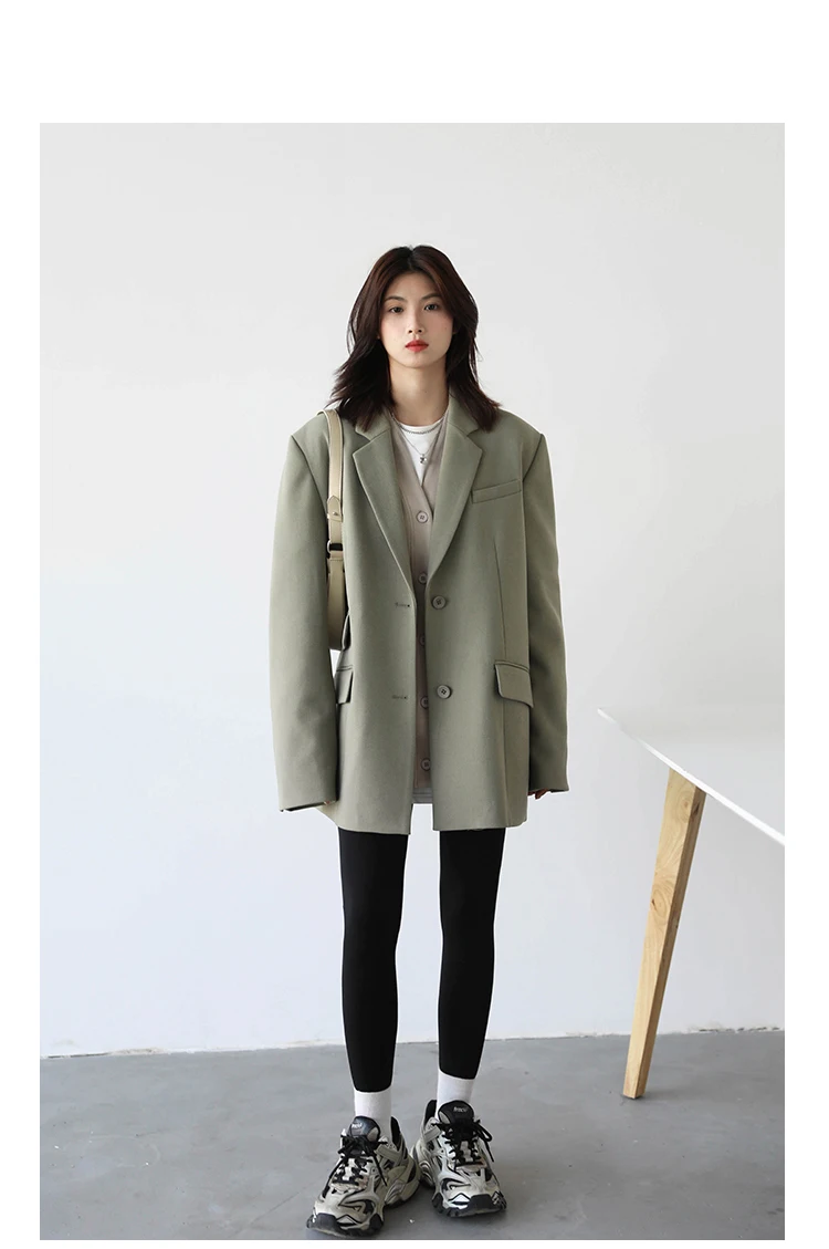 CHICVEN Women Office Lady Blazer Cuff Embroidery Wide Shoulder Twill Suit Women's Autumn Ladies Outerwear Stylish Tops