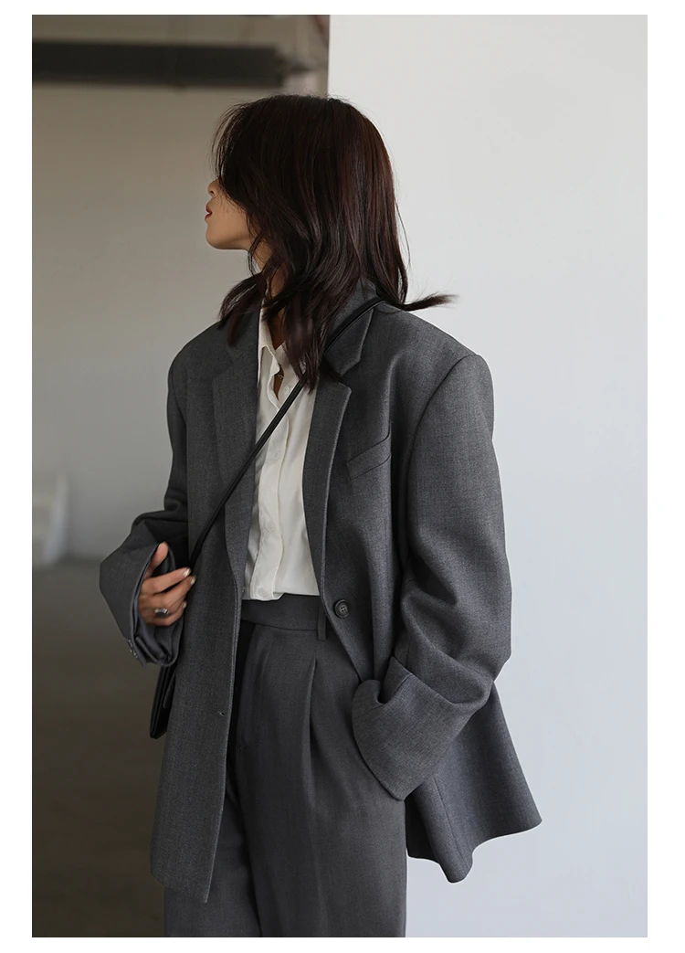 CHICVEN Women Office Lady Blazer Cuff Embroidery Wide Shoulder Twill Suit Women's Autumn Ladies Outerwear Stylish Tops