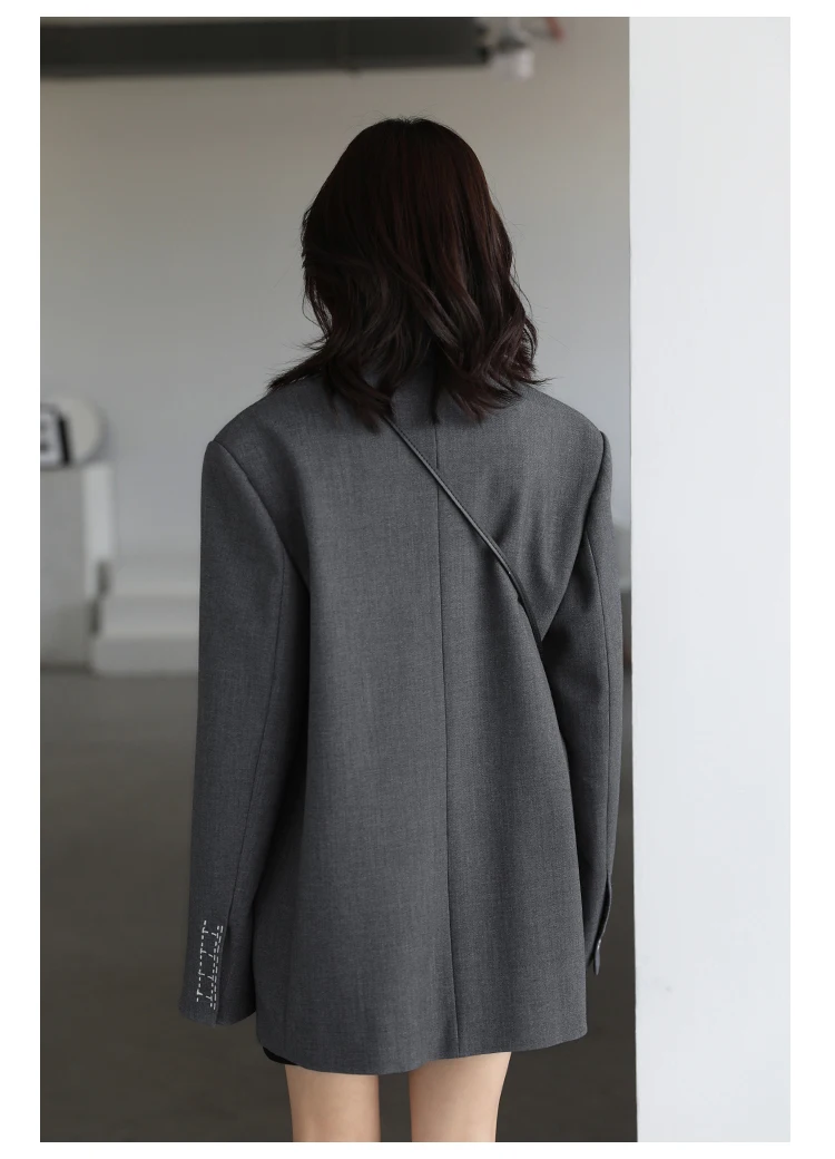 CHICVEN Women Office Lady Blazer Cuff Embroidery Wide Shoulder Twill Suit Women's Autumn Ladies Outerwear Stylish Tops