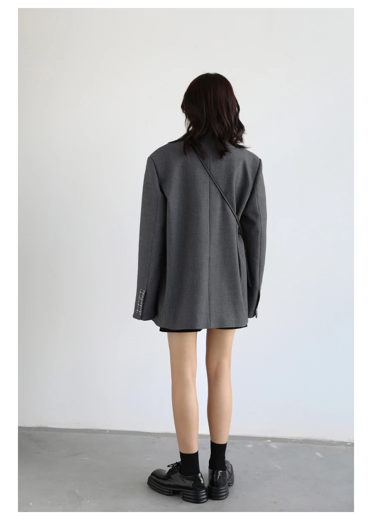 CHICVEN Women Office Lady Blazer Cuff Embroidery Wide Shoulder Twill Suit Women's Autumn Ladies Outerwear Stylish Tops