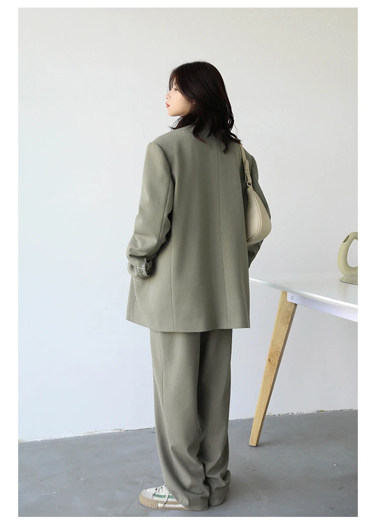 CHICVEN Women Office Lady Blazer Cuff Embroidery Wide Shoulder Twill Suit Women's Autumn Ladies Outerwear Stylish Tops