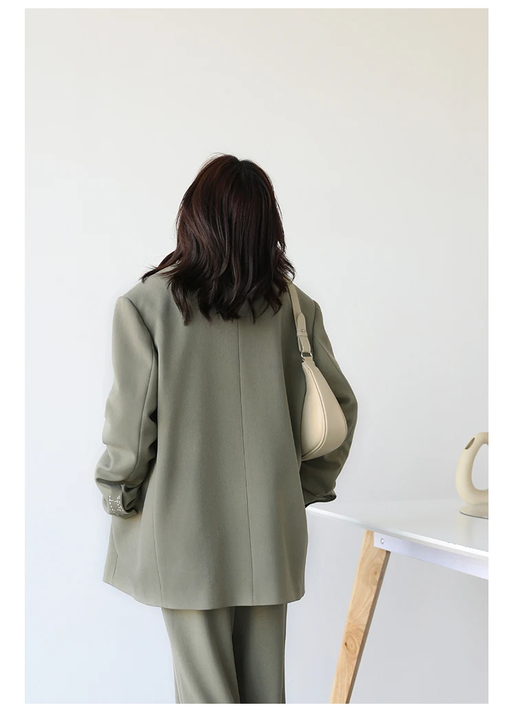 CHICVEN Women Office Lady Blazer Cuff Embroidery Wide Shoulder Twill Suit Women's Autumn Ladies Outerwear Stylish Tops