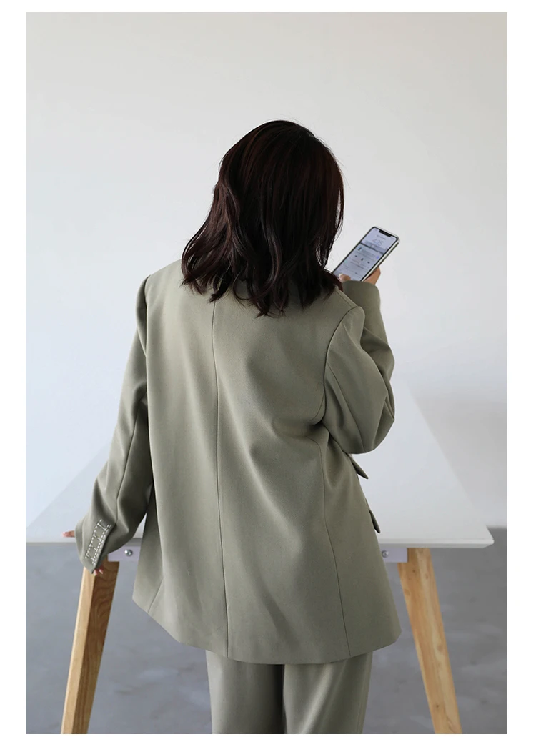 CHICVEN Women Office Lady Blazer Cuff Embroidery Wide Shoulder Twill Suit Women's Autumn Ladies Outerwear Stylish Tops