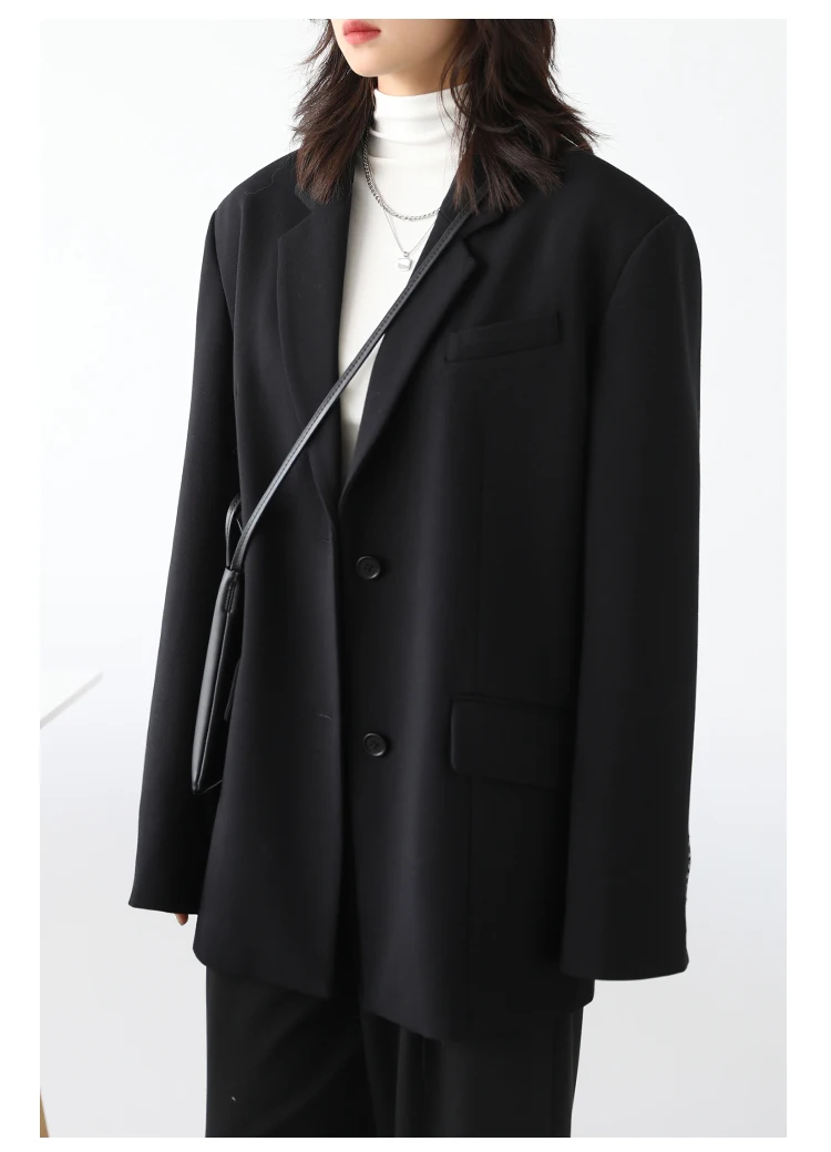 CHICVEN Women Office Lady Blazer Cuff Embroidery Wide Shoulder Twill Suit Women's Autumn Ladies Outerwear Stylish Tops