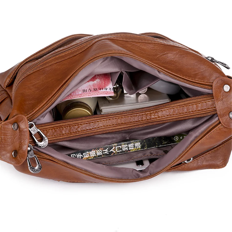 3 Layers Zippers Shoulder Handbag High Quality Big Shoulder Crossbody Bags Luxury Designer Messenger Sac Small Casual Tote Bags