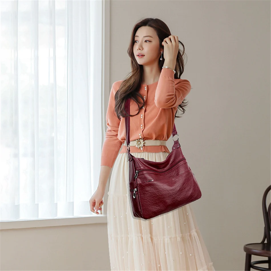 3 Layers Zippers Shoulder Handbag High Quality Big Shoulder Crossbody Bags Luxury Designer Messenger Sac Small Casual Tote Bags