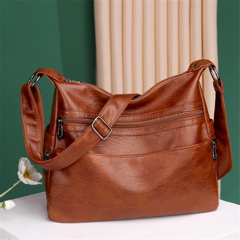 3 Layers Zippers Shoulder Handbag High Quality Big Shoulder Crossbody Bags Luxury Designer Messenger Sac Small Casual Tote Bags