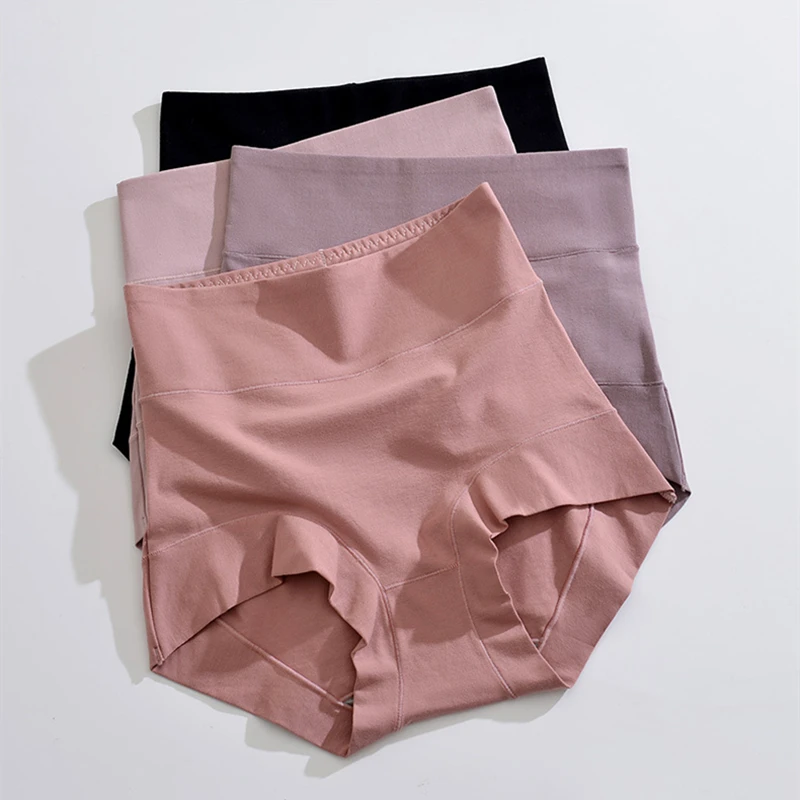 60S Cotton Panties High-Rise Panties for Women Ladies Plus Size Womens Briefs Underwear Women Tighten The Abdomen Safety Shorts