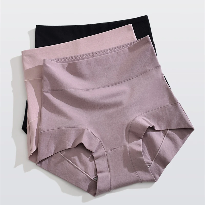60S Cotton Panties High-Rise Panties for Women Ladies Plus Size Womens Briefs Underwear Women Tighten The Abdomen Safety Shorts