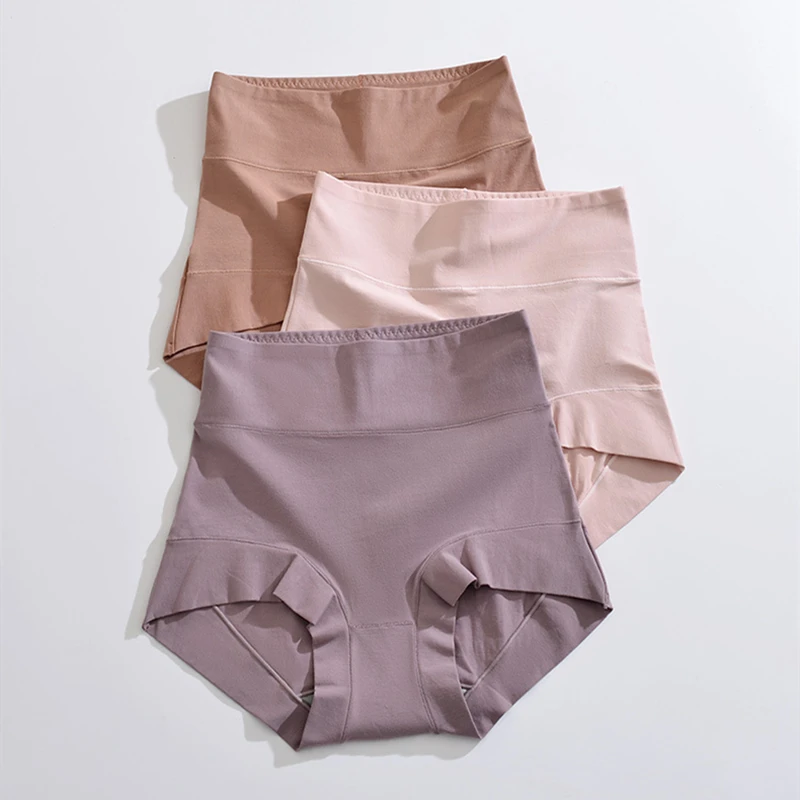 60S Cotton Panties High-Rise Panties for Women Ladies Plus Size Womens Briefs Underwear Women Tighten The Abdomen Safety Shorts