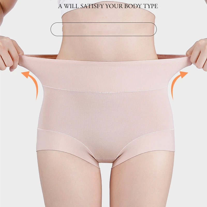 60S Cotton Panties High-Rise Panties for Women Ladies Plus Size Womens Briefs Underwear Women Tighten The Abdomen Safety Shorts