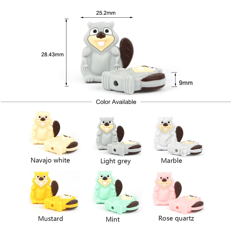 LOFCA 5pc Silicone Animal Beads Panda Food Grade DIY Toy Koala Baby Teething Beads BPA Free Pacifier Chain Accessories