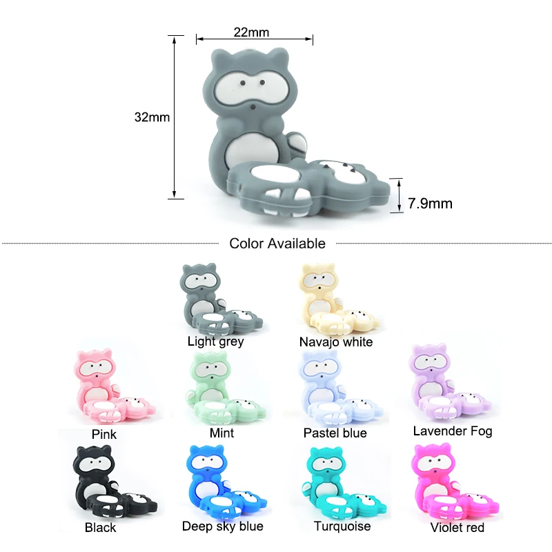 LOFCA 5pc Silicone Animal Beads Panda Food Grade DIY Toy Koala Baby Teething Beads BPA Free Pacifier Chain Accessories