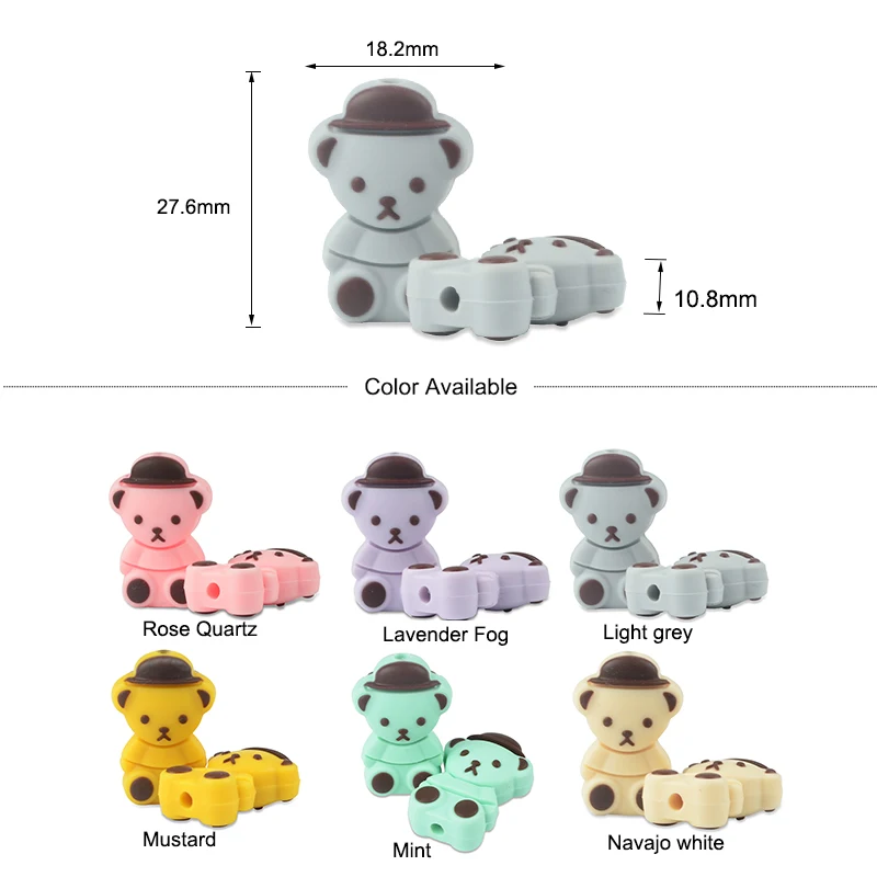 LOFCA 5pc Silicone Animal Beads Panda Food Grade DIY Toy Koala Baby Teething Beads BPA Free Pacifier Chain Accessories