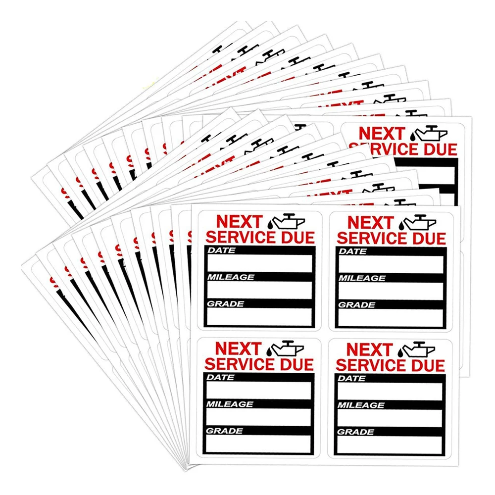 80 Pcs Oil Change Maintenance Service Reminder Stickers Window Rectangle Adhesive Labels Stickers Car Sticker "NEXT SERVICE DUE"