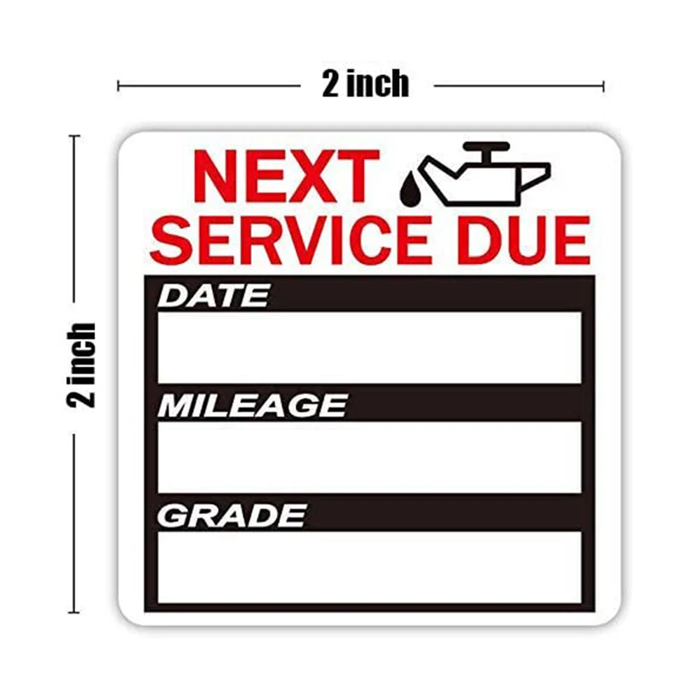 80 Pcs Oil Change Maintenance Service Reminder Stickers Window Rectangle Adhesive Labels Stickers Car Sticker "NEXT SERVICE DUE"