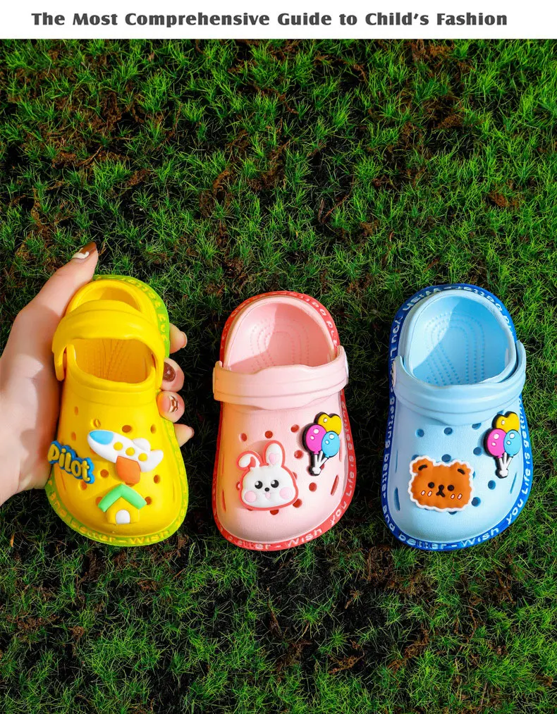 Summer Kids ShoesSandals Hole Children's Shoes Slippers Soft Anti-Skid Cartoon Design Hole Baby Shoes Sandy Beach For Boys Girls