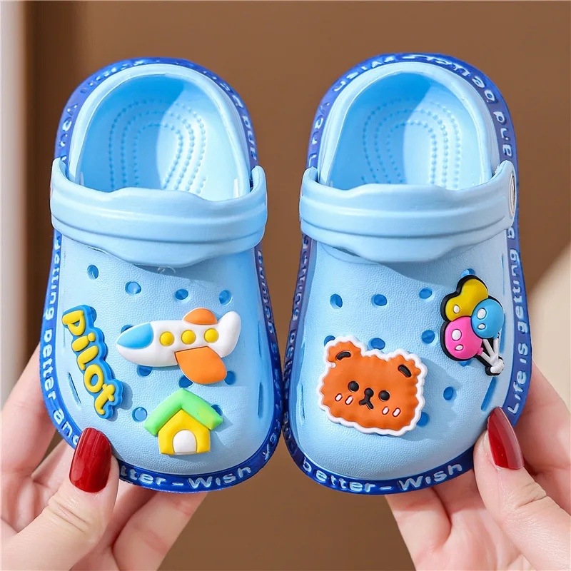Summer Kids ShoesSandals Hole Children's Shoes Slippers Soft Anti-Skid Cartoon Design Hole Baby Shoes Sandy Beach For Boys Girls