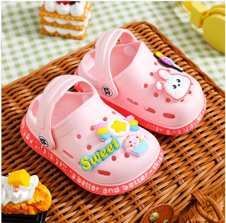 Summer Kids ShoesSandals Hole Children's Shoes Slippers Soft Anti-Skid Cartoon Design Hole Baby Shoes Sandy Beach For Boys Girls