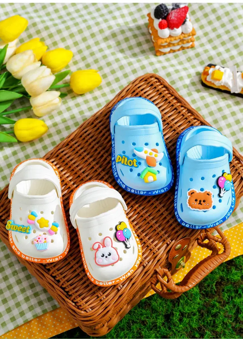 Summer Kids ShoesSandals Hole Children's Shoes Slippers Soft Anti-Skid Cartoon Design Hole Baby Shoes Sandy Beach For Boys Girls