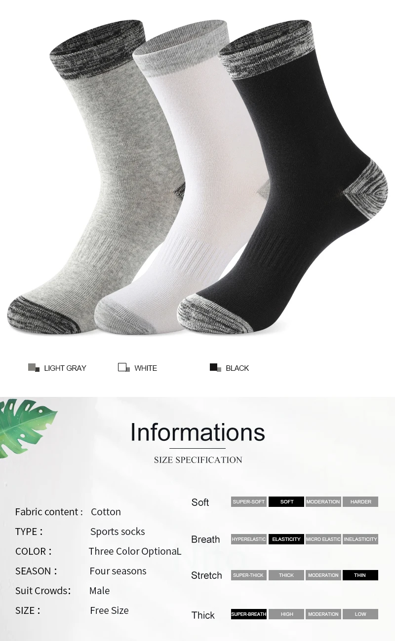 6 Pair Winter Men Socks Cotton Black Leisure Business Long Socks Walking Running Hiking Thermal Socks For Male Plus Size 38-48