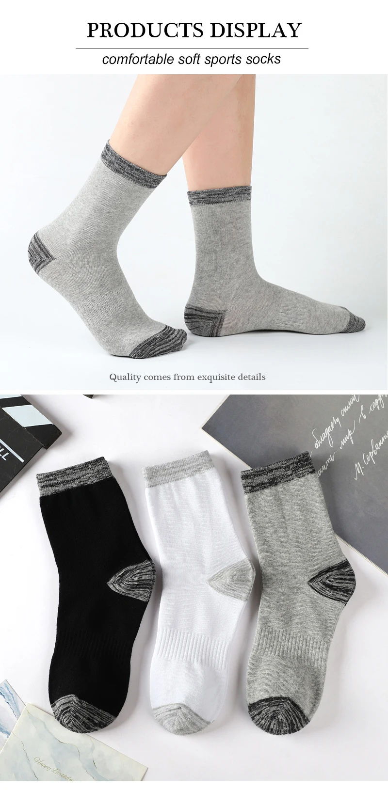 6 Pair Winter Men Socks Cotton Black Leisure Business Long Socks Walking Running Hiking Thermal Socks For Male Plus Size 38-48