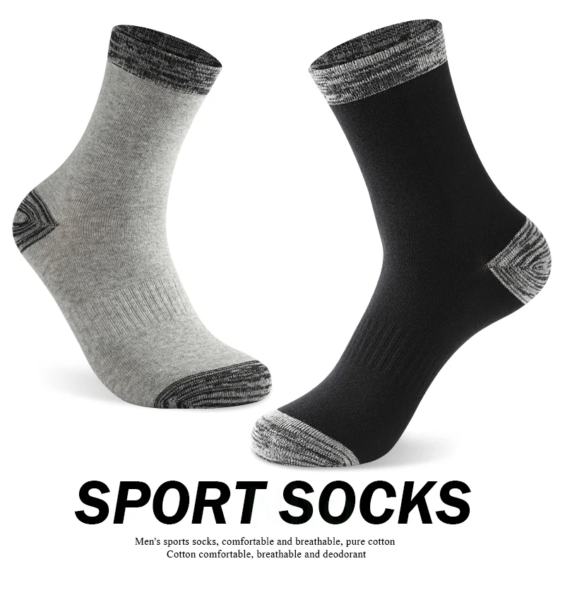 6 Pair Winter Men Socks Cotton Black Leisure Business Long Socks Walking Running Hiking Thermal Socks For Male Plus Size 38-48