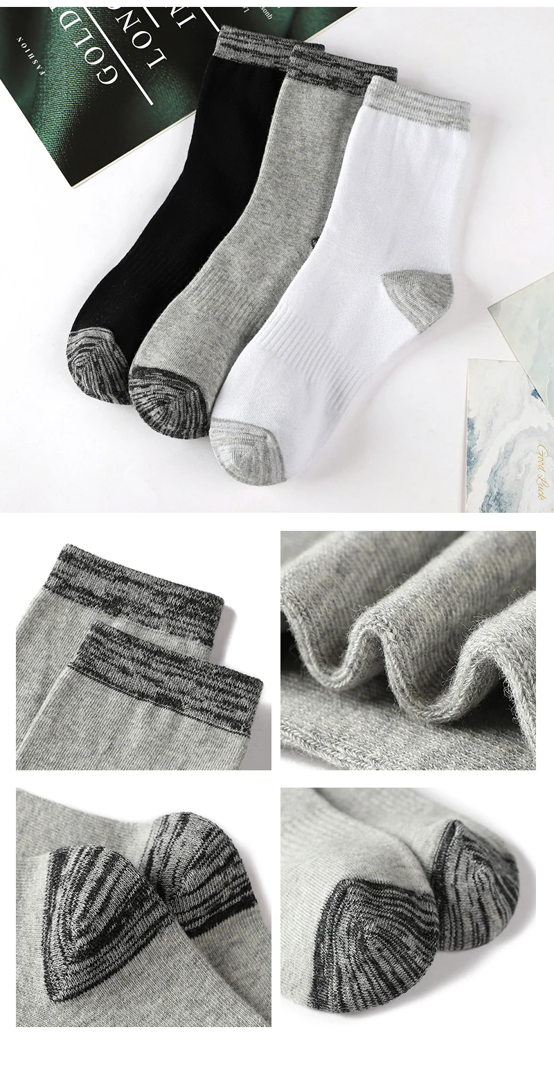 6 Pair Winter Men Socks Cotton Black Leisure Business Long Socks Walking Running Hiking Thermal Socks For Male Plus Size 38-48