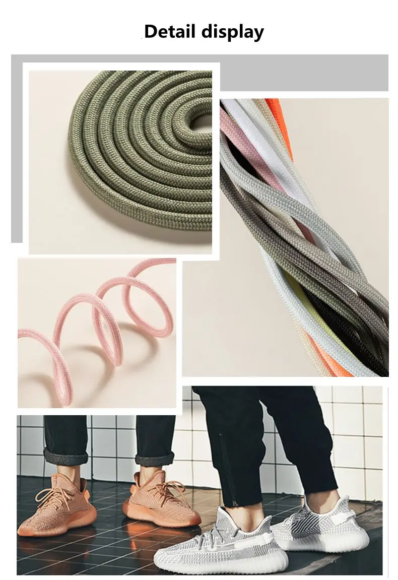 1 Pair New Round Shoe Laces for Sneakers Yezy 350 Original Shoelaces for Shoes Polyester Solid Off White Laces Sport Shoestrings