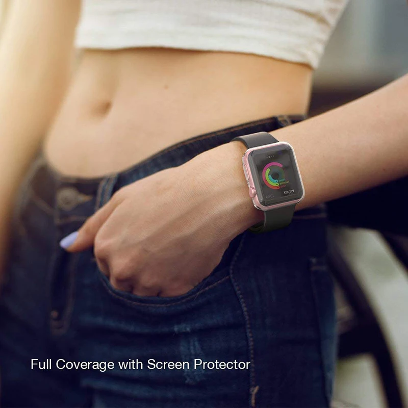TPU Cover For apple watch Case 44MM 45MM 41MM 42MM 38MM 40MM Full bumper band protector iwatch series 9 8 7 6 5 3 SE accessories