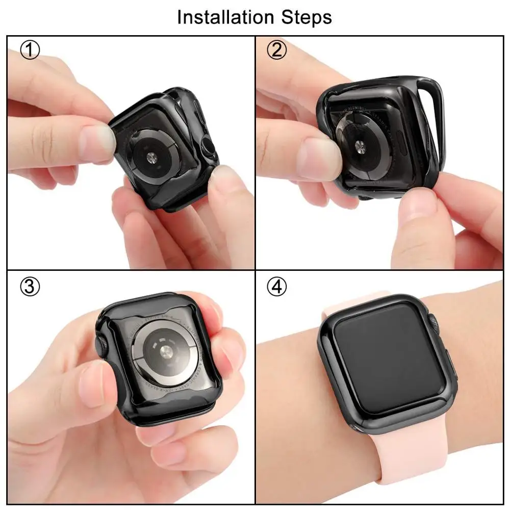 TPU Cover For apple watch Case 44MM 45MM 41MM 42MM 38MM 40MM Full bumper band protector iwatch series 9 8 7 6 5 3 SE accessories