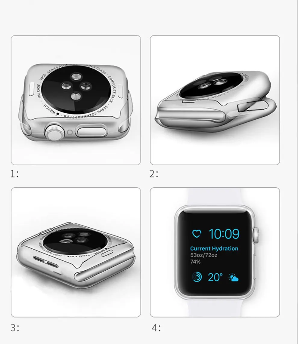 TPU Cover For apple watch Case 44MM 45MM 41MM 42MM 38MM 40MM Full bumper band protector iwatch series 9 8 7 6 5 3 SE accessories