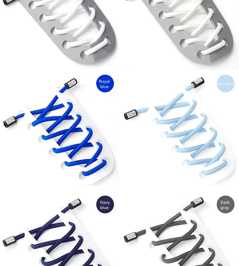 NICE Lock Shoelaces Without ties Elastic laces Sneakers Kids Adult Quick Shoe laces Rubber Bands Round No tie Shoeace Shoes