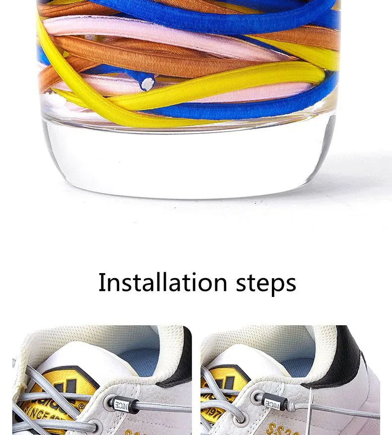 NICE Lock Shoelaces Without ties Elastic laces Sneakers Kids Adult Quick Shoe laces Rubber Bands Round No tie Shoeace Shoes